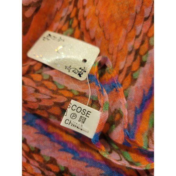 70's Lot of 3 NEW CG Infinity Scarves Orange Green Yellow Chevron - Picture 11 of 12